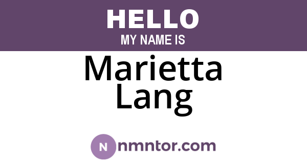 Marietta Lang