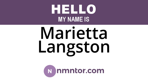 Marietta Langston