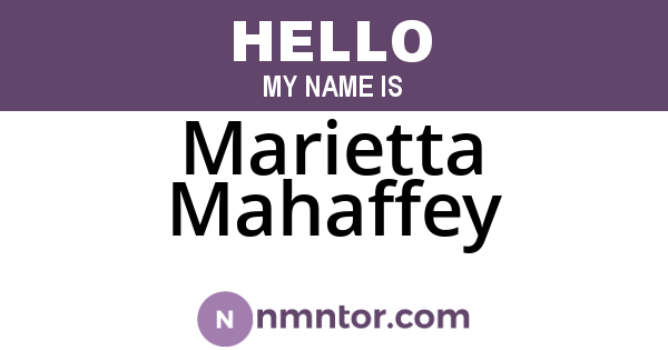 Marietta Mahaffey