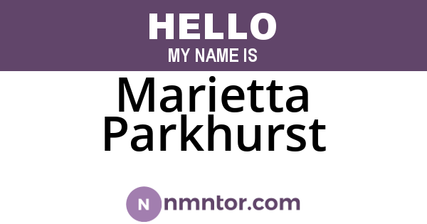 Marietta Parkhurst