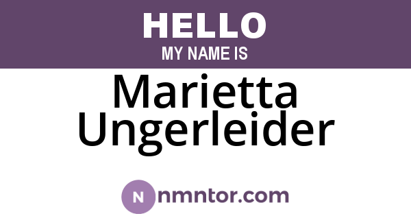 Marietta Ungerleider