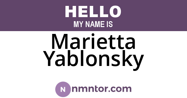 Marietta Yablonsky