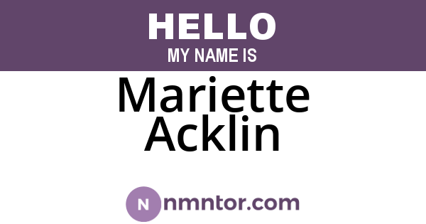 Mariette Acklin