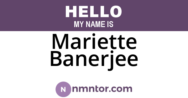 Mariette Banerjee