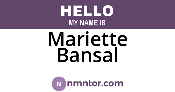 Mariette Bansal