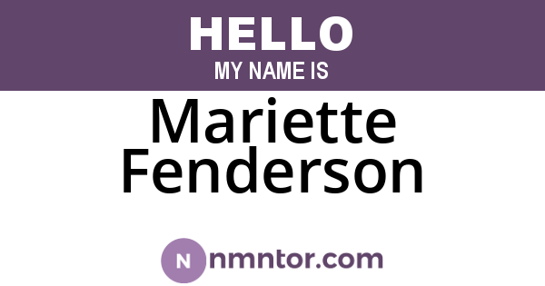 Mariette Fenderson