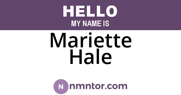 Mariette Hale
