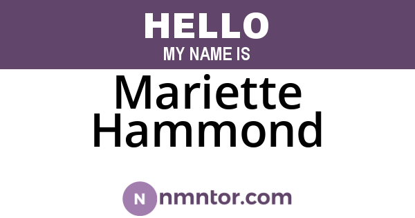 Mariette Hammond