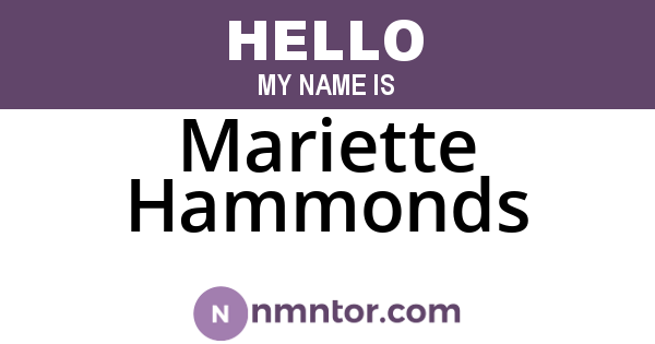 Mariette Hammonds