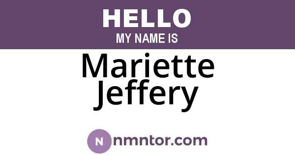 Mariette Jeffery