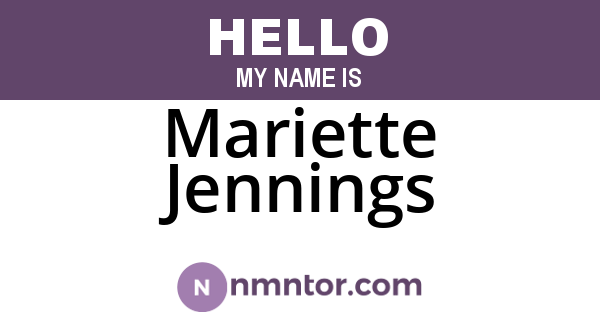 Mariette Jennings