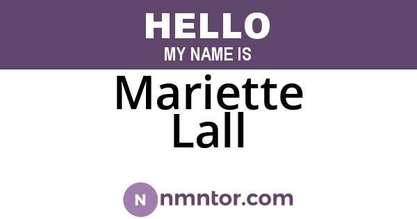Mariette Lall