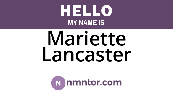 Mariette Lancaster