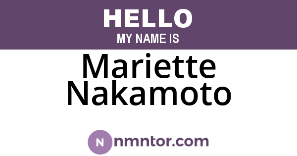 Mariette Nakamoto