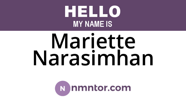 Mariette Narasimhan