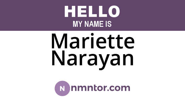 Mariette Narayan