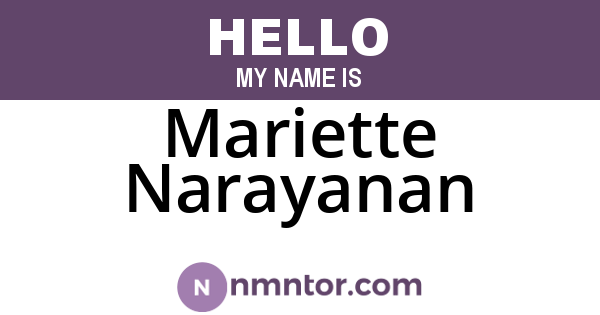 Mariette Narayanan