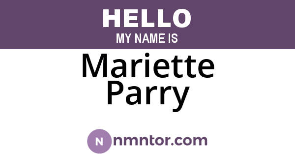 Mariette Parry