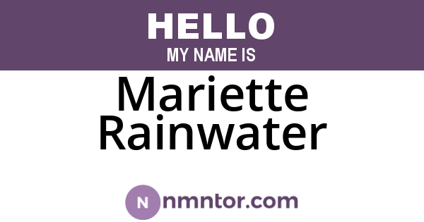 Mariette Rainwater