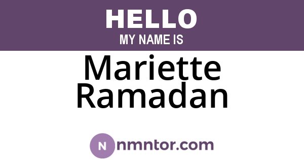 Mariette Ramadan