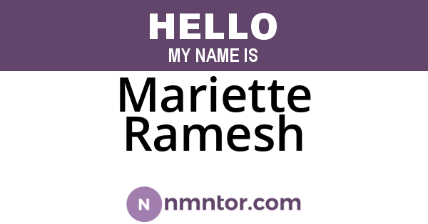 Mariette Ramesh
