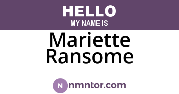 Mariette Ransome