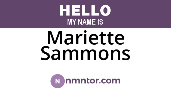 Mariette Sammons