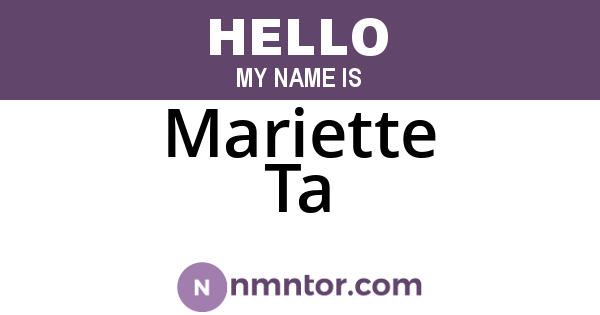 Mariette Ta