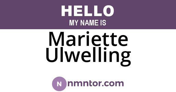 Mariette Ulwelling