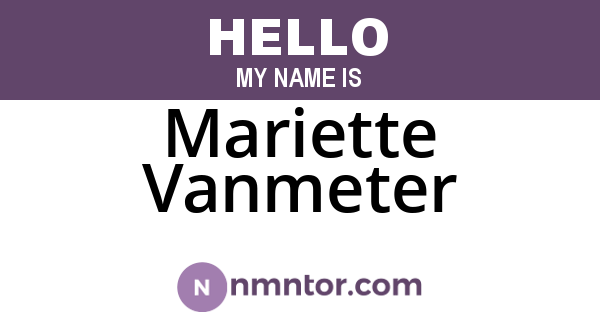 Mariette Vanmeter
