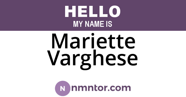 Mariette Varghese