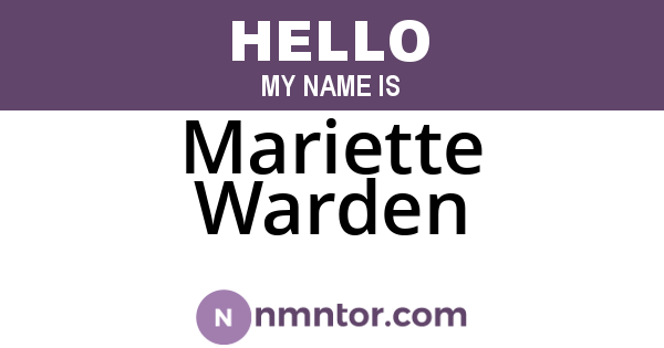 Mariette Warden