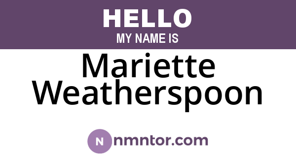 Mariette Weatherspoon