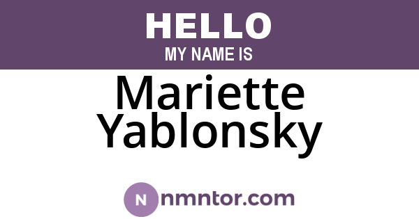 Mariette Yablonsky