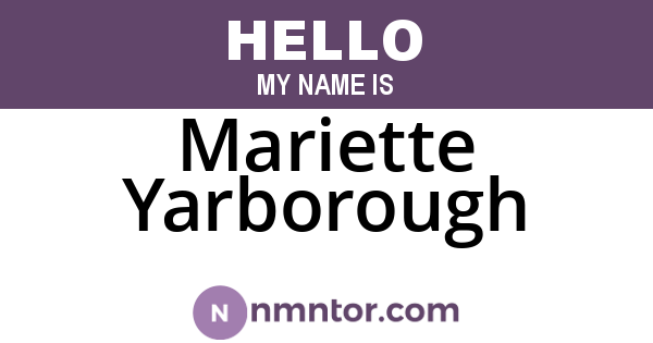 Mariette Yarborough