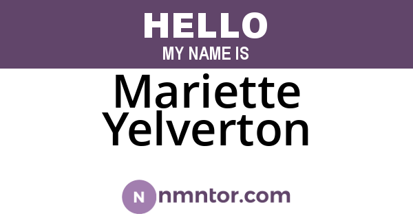 Mariette Yelverton