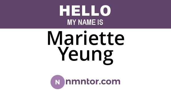 Mariette Yeung