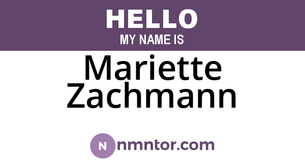 Mariette Zachmann