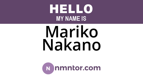 Mariko Nakano