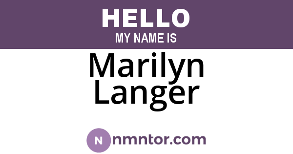 Marilyn Langer