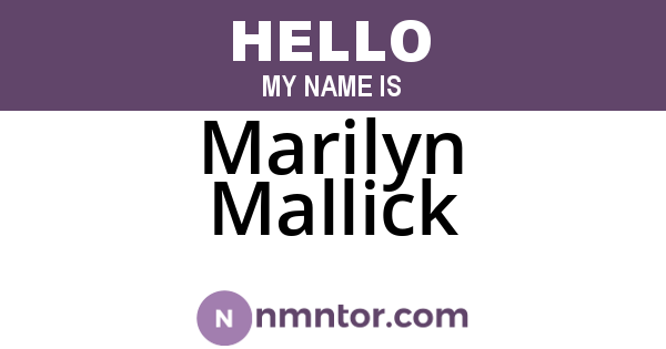 Marilyn Mallick