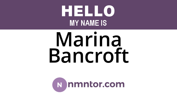 Marina Bancroft