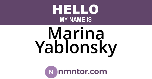 Marina Yablonsky