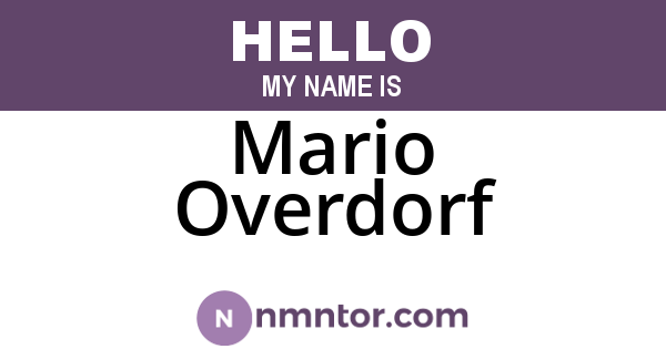 Mario Overdorf