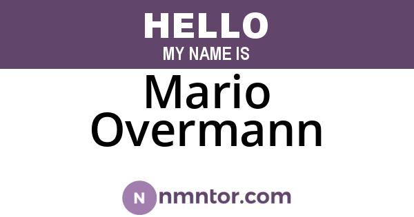 Mario Overmann