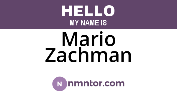 Mario Zachman