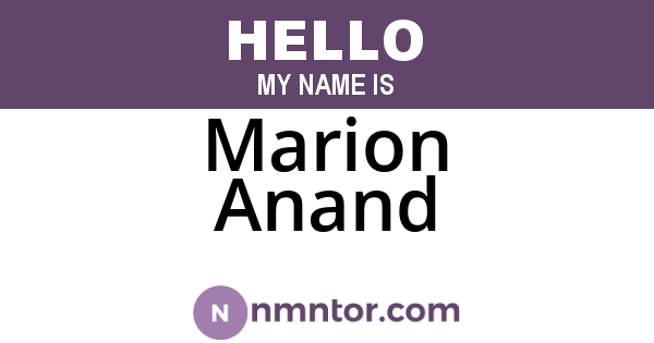 Marion Anand