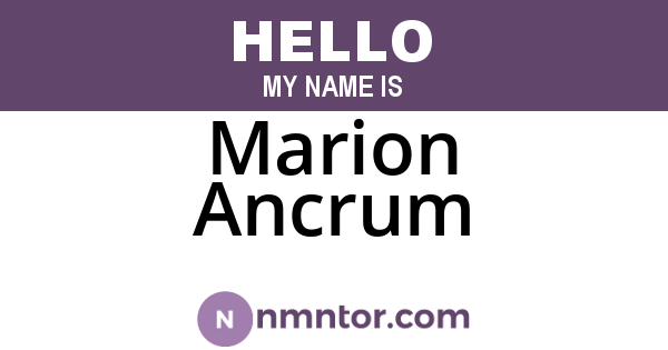 Marion Ancrum