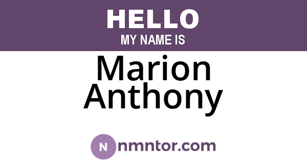 Marion Anthony
