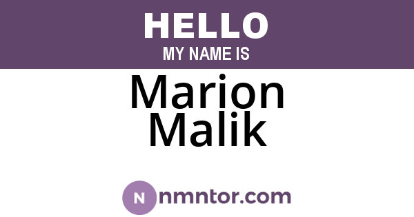 Marion Malik